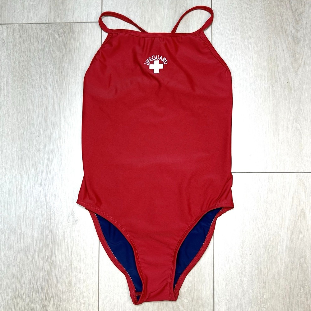 VTG‎ Y2K ELifeguard Red Lifeguard One Piece Swimsuit Cutout Back Size 34 2000s